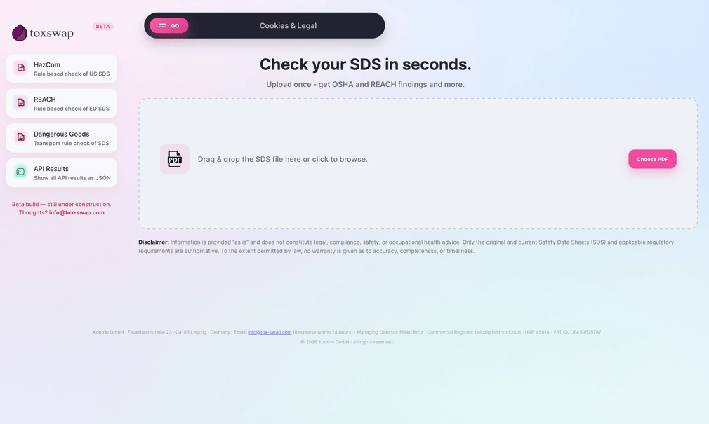 Preview of the Toxswap workflow in the closed beta
